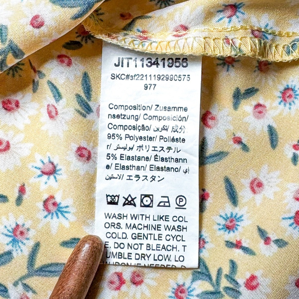 Emery Rose Yellow Ditsy Floral Puff Sleeve Blouse 4X Boho Cottagecore Daisy Top - Picture 6 of 10
